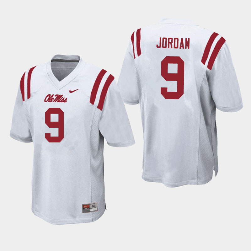 Men #9 Jalen Jordan Ole Miss Rebels College Football Jerseys Sale-White